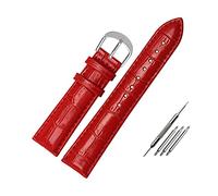 Puasny Cinturino di ricambio in pelle per orologio da donna - Cinturino dal design classico per donna da 12 mm a 20 mm,Rosso Argento,23 millimetri