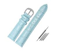 Puasny Cinturino di ricambio in pelle per orologio da donna - Cinturino dal design classico per donna da 12 mm a 20 mm,Cielo blu argento,18 millimetri