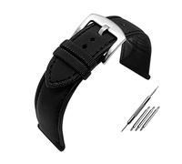 Puasny Cinturino ibrido in nylon e pelle da uomo - Bracciale resistente e impermeabile per orologi da 20 mm a 24 mm,Nero Argento,22 millimetri