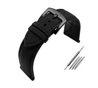 Puasny Cinturino ibrido in nylon e pelle da uomo - Bracciale resistente e impermeabile per orologi da 20 mm a 24 mm,Nero Nero,22 millimetri