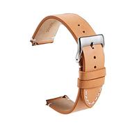 Puasny Cinturino in pelle opaca con sgancio rapido - Bracciale sottile per uomo da 16 mm a 24 mm,Cachi,24 millimetri