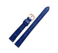 Puasny Cinturino in pelle per orologio da donna - Cinturino di ricambio dal design compatto per orologi da 10 mm a 18 mm,Blu reale-oro rosa,18 millimetri