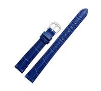 Puasny Cinturino in pelle per orologio da donna - Cinturino di ricambio dal design compatto per orologi da 10 mm a 18 mm,Blu reale-argento,16 millimetri