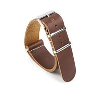 Puasny Cinturino in pelle vintage da uomo - Cinturino in stile retrò classico da 18 mm, 20 mm, 22 mm e 24 mm,Caffè,24 millimetri