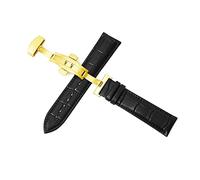 Puasny Cinturino per orologio da uomo con fibbia automatica a farfalla - Cinturino con chiusura deployante a doppia pressione da 12 mm a 24 mm,Fibbia in oro nero,20 millimetri