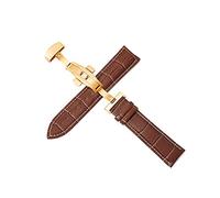 Puasny Cinturino per orologio da uomo con fibbia automatica a farfalla - Cinturino con chiusura deployante a doppia pressione da 12 mm a 24 mm,Fibbia Rose-G Marrone,14 millimetri