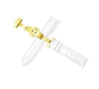 Puasny Cinturino per orologio da uomo con fibbia automatica a farfalla - Cinturino con chiusura deployante a doppia pressione da 12 mm a 24 mm,Fibbia in oro bianco,17 millimetri