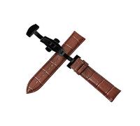 Puasny Cinturino per orologio da uomo con fibbia automatica a farfalla - Cinturino con chiusura deployante a doppia pressione da 12 mm a 24 mm,Fibbia nera marrone,19 millimetri