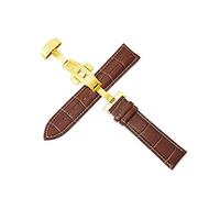 Puasny Cinturino per orologio da uomo con fibbia automatica a farfalla - Cinturino con chiusura deployante a doppia pressione da 12 mm a 24 mm,Fibbia in oro marrone-W,12 millimetri