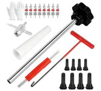 Puasok 22 Pezzi di Utensili per Valvole di Pneumatici Set,con valvole in Gomma TR413 TR414,tra Cui Estrattore di Valvole, Utensile a Gancio, Utensile Ausiliario e Guanti, per Auto, Camion e Moto