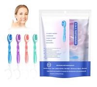 Puasok 26 Pezzi Spazzolini 5 in 1 con Dentifricio, Mini Spazzolino da Denti Portatile con Filo Interdentale, Raschietto Lingua & Stuzzicadenti, Confezione Singola, Gusto Assortito