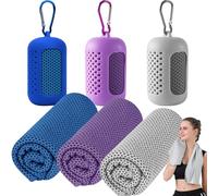 Puasok 3 Pcs Asciugamani Rinfrescanti in Microfibra 30x90cm, Telo Rinfrescante Cooling Towel con Custodia in Silicone per Sport Palestra Yoga Viaggi (Blu, Viola, Grigio)