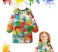 Puasok Grembiule Pittura Bambini 1 a 3 Anni, Grembiule Asilo Bambino Grembiule Pittura Impermeabile con Maniche e Tasca Grande per Scuola Pittura Cucina