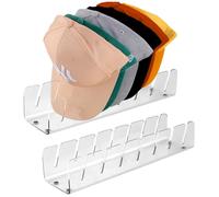 Puasok Set da 2 Porta Cappelli in Acrilico Trasparente, Organizzatore per 14 Cappellini, Appendi Cappelli Autoportante Senza Installazione, Soluzione Salvaspazio per Ripiani e Tavoli