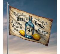 Pubblicità vintage per gin & tonic: una bandiera classica senza tempo da abbinare bandiere decorative per la stanza degli uomini per adolescenti (30 x 45 cm)