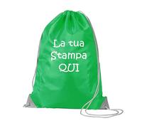 pubblienne 100 Sacca Sportiva Personalizzata Uomo Donna - Borsa Ginnastica Personallizzabile con Stampa Monocolore - Ideale per Palestra Zaino Spiaggia Sacche per Scarpa Calcio Basket (100, Verde)