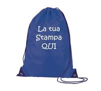 pubblienne 100 Sacca Sportiva Personalizzata Uomo Donna - Borsa Ginnastica Personallizzabile con Stampa Monocolore - Ideale per Palestra Zaino Spiaggia Sacche per Scarpa Calcio Basket (100, Blu)
