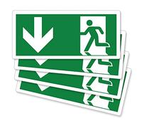 pubblimania 4 Pezzi Uscita di Emergenza in Basso PVC Adesivo Resistente per Esterno e Interno (Cm 29x13) (4 Uscita in Basso)