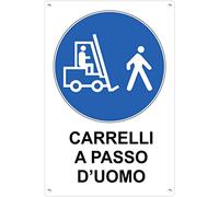 Pubblimania Carrelli a passo d'uomo, alluminio 3 mm di spessore. Cartello in metallo (Cm 30x40, Carrelli a Passo d'Uomo)