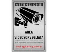 Pubblimania Cartello Area Videosorvegliata in Alluminio Composito, Resistente UV e Acqua, Segnaletica di Sicurezza GDPR, Personalizzabile