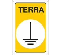 Pubblimania DISPERSORE DI TERRA | PERICOLO Cartello di emergenza e sicurezza in alluminio metallo composito 3 mm di spessore (Cartello Dispersore Terra 15x20)