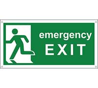 Pubblimania Emergency Exit Cartello in alluminio composito 3 mm di spessore (Cm 29x14,5)(EMERGENCY EXIT)