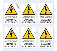 Pubblimania Etichette adesive Quadro Elettrico Attenzione pericolo cm 6,5X9 (Conf. da 6 pz) (Quadro Elettrico)