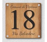 Pubblimania Numero Civico effetto legno personalizzato con le scritte che scegli tu (Tema Legno)