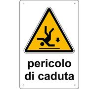 Pubblimania Pericolo di Caduta | Cartello in Alluminio per esterno metallo spessore 3 mm (Cm 20x30, Pericolo di Caduta)