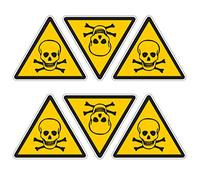 Pubblimania Pericolo di Morte 6 Adesivi di pericolo a triangolo con stampa per esterno/interno lunga durata. (6 Pericolo di Morte)