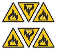 Pubblimania Pericolo Incendio materiali infiammabili - Etichette Adesive per esterno interno (6 Materiali Infiammabili)