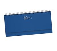 Pubblimania Planning da Scrivania Settimanale 2027 Professionale, Agenda 128 Pagine, Multilingua, Copertina Gommata Soft-Touch, Rubrica e Inserti Informativi, 30x14 cm, Blu Royal (Azzurro Italia)