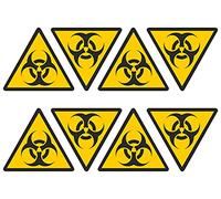 Pubblimania RISCHIO BIOLOGICO Biohazard per laboratori, ospedali, industria 8 Adesivi di pericolo a triangolo con stampa per esterno. Cm 9,5x8,5 cadauno (8 Rischio Biologico)
