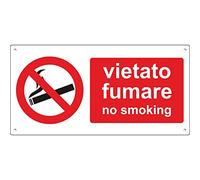 Pubblimania VIETATO FUMARE Cartello di emergenza e sicurezza in alluminio composito da 3 mm di spessore (Cm 29x14,5) (Vietato Fumare)