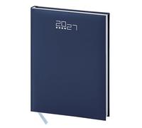 PubblimaniaAgenda Settimanale 2027 Professionale 17x24 cm - Diario 2027 Elegante Blu, Multilingue 132 Pagine, Copertina Imbottita in Gommato, Rubrica e Inserto Cartografico (Blu)
