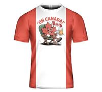 PUBDSKBLDE Camicie per uomo donna unisex design grafico 3D manica corta girocollo novità casual moda t-shirt t-shirt, Oh Canada Fge, M