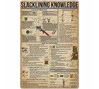 PUBDSKBLDE Slacklining Knowledge - Targa in metallo con scritta "Fitness Basic of Slacklining", per club, camera da letto, garage, decorazione da parete, 20,3 x 30,5 cm