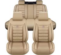 PUBIBD Auto Set Coprisedili per VW Passat B7 Variant/Alltrack/SportLine/TrendLine, Pelle PU Traspirante Impermeabile Protezione del Sedile Auto, Anteriori e Posteriori Copertura del Sedile,E Beige