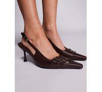 Public Desire - Devoted - Scarpe con tacco marroni con fibbia e cinturino posteriore-Marrone 42