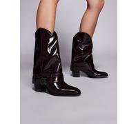 Public Desire - Diego - Stivaletti medi bordeaux con risvolto-Rosso 41