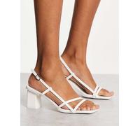 Public Desire - Veda - Sandali con tacco largo bianchi verniciati-Bianco 40