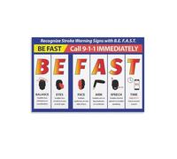 Public Health Awareness Poster, BE FAST Stroke Symptoms Chart, Life-Saving Information for Community, Home(Unframed,08x12inch(20x30cm))