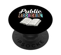 Public Librarian Leopard Print Biblioteca Libro Grafico PopSockets PopGrip Adesivo