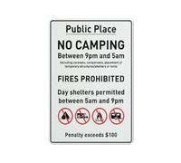 Public Place No Camping Sign Safe Sign, cartello esterno, 30,5 x 20,3 cm, cartello per casa, affari, avviso vialetto