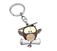 Publilancio srl Portachiavi GUFO GUFETTO con ali e tocco LAUREA in metallo BOMBONIERA