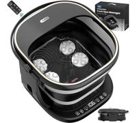 Puboo Vasca idromassaggio pieghevole con calore, telecomando e timer, 16 sfere massaggianti, aste di supporto, vasca riscaldata per pedicure per alleviare lo stress, taglia US fino a 11