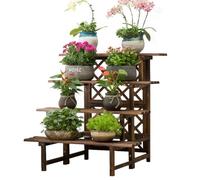 Pubstbos Supporto per fiori in legno a gradini da balcone e piante grasse, da giardino, in legno di abete, facile da installare (90 x 80 x 90 cm)