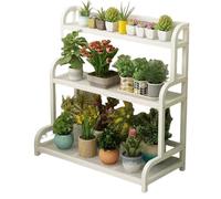 Pubstbos Supporto per piante da interno in ferro battuto, a più livelli, da pavimento, per soggiorno, balcone, esterno, scaffale adatto per giardini e camere da letto (bianco, 100 x 40 x 102 cm)