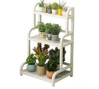Pubstbos Supporto per piante da interno in ferro battuto, a più livelli, da pavimento, per soggiorno, balcone, esterno, scaffale adatto per giardini e camere da letto (bianco, 60 x 40 x 102 cm)
