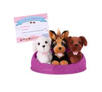 Pucci Pals Adotta Un Cucciolo, 3 Cani di Peluche con Cuccia, Tema 5